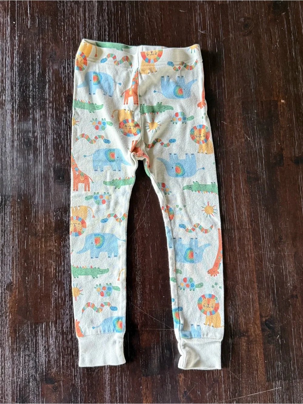 Old Navy Light Green Kids Pajama Set with Orange, Blue and Green Animal Prints